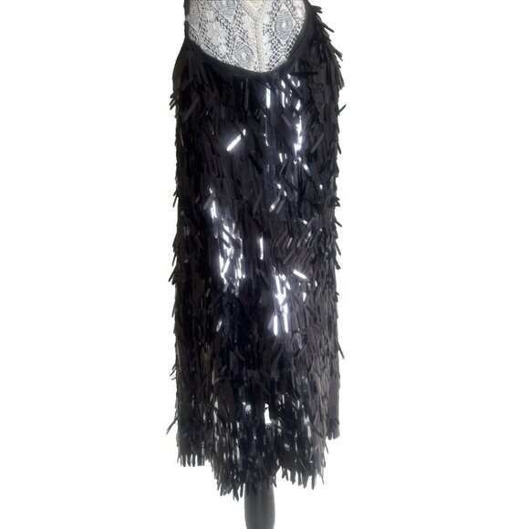 Little Black Mini Dress short Sequins size 8,NewYears Eve, flapper Gatsby gothic - Picture 5 of 12